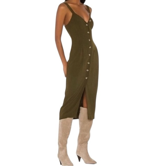 Song of Style NEW Isla Midi Dress in Olive - Picture 1 of 9